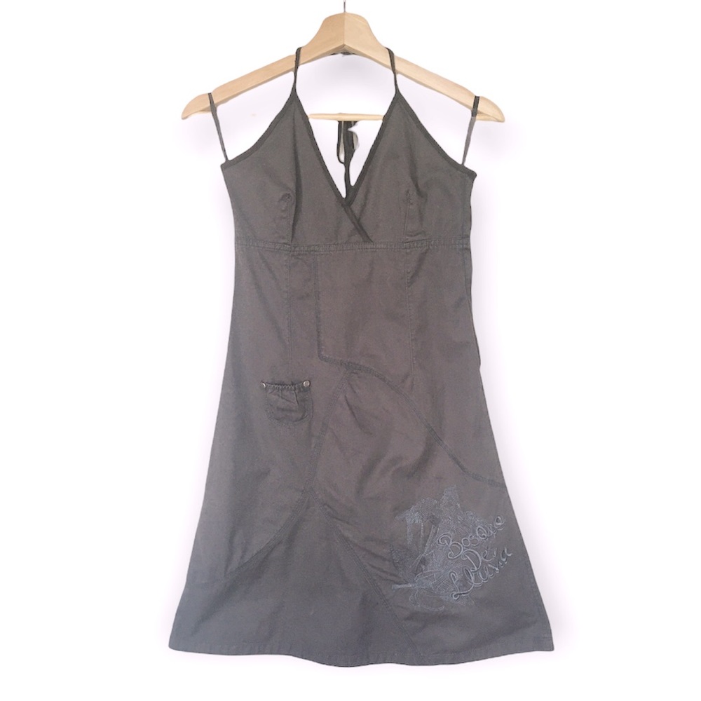 Vintage 90s Patchwork Halter Dress sz 4